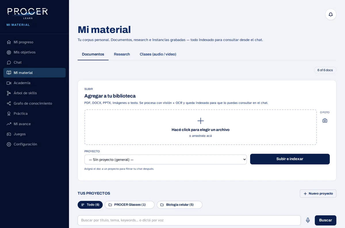 Biblioteca de material