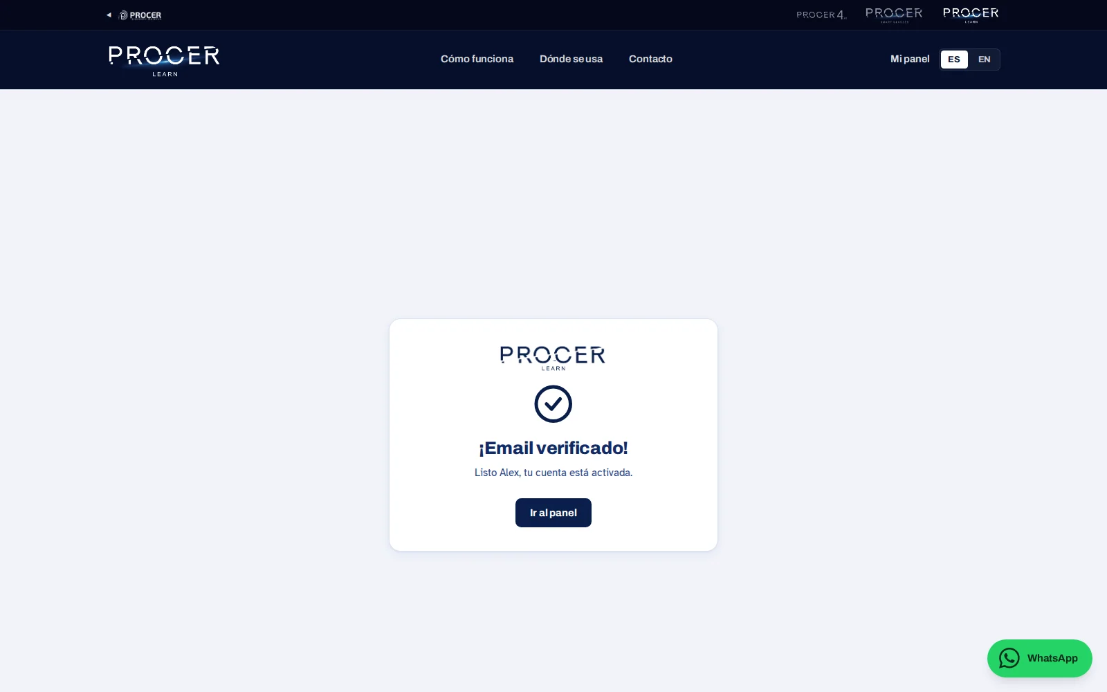 Captura de Learn: Verificá el correo