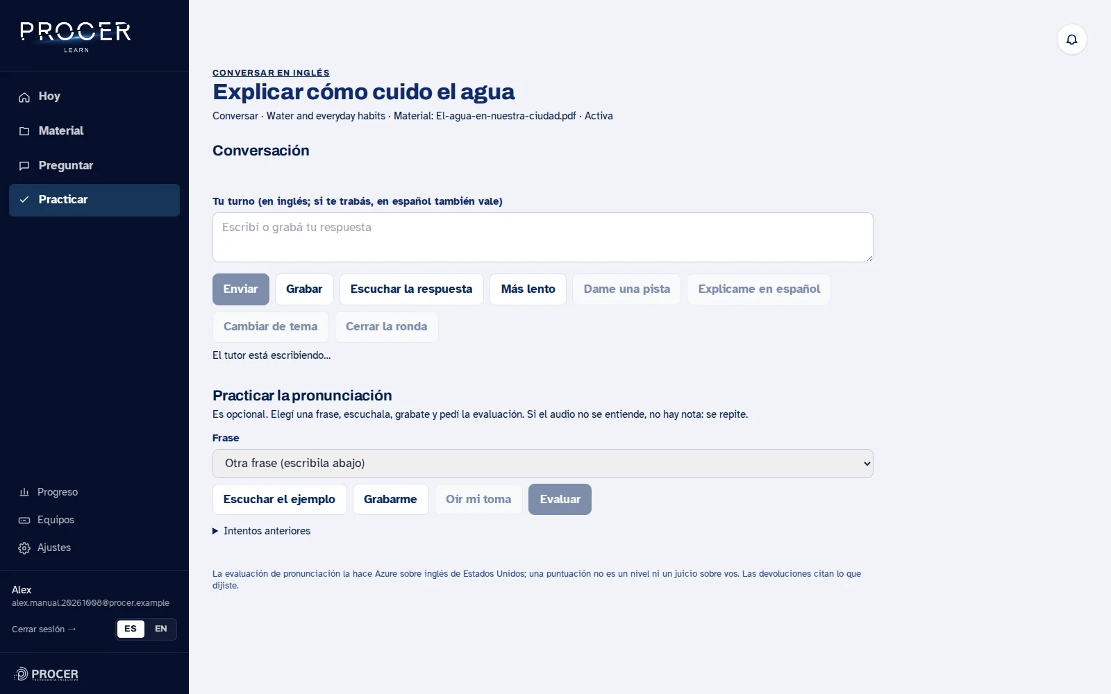 Captura de Learn: Empezá o retomá