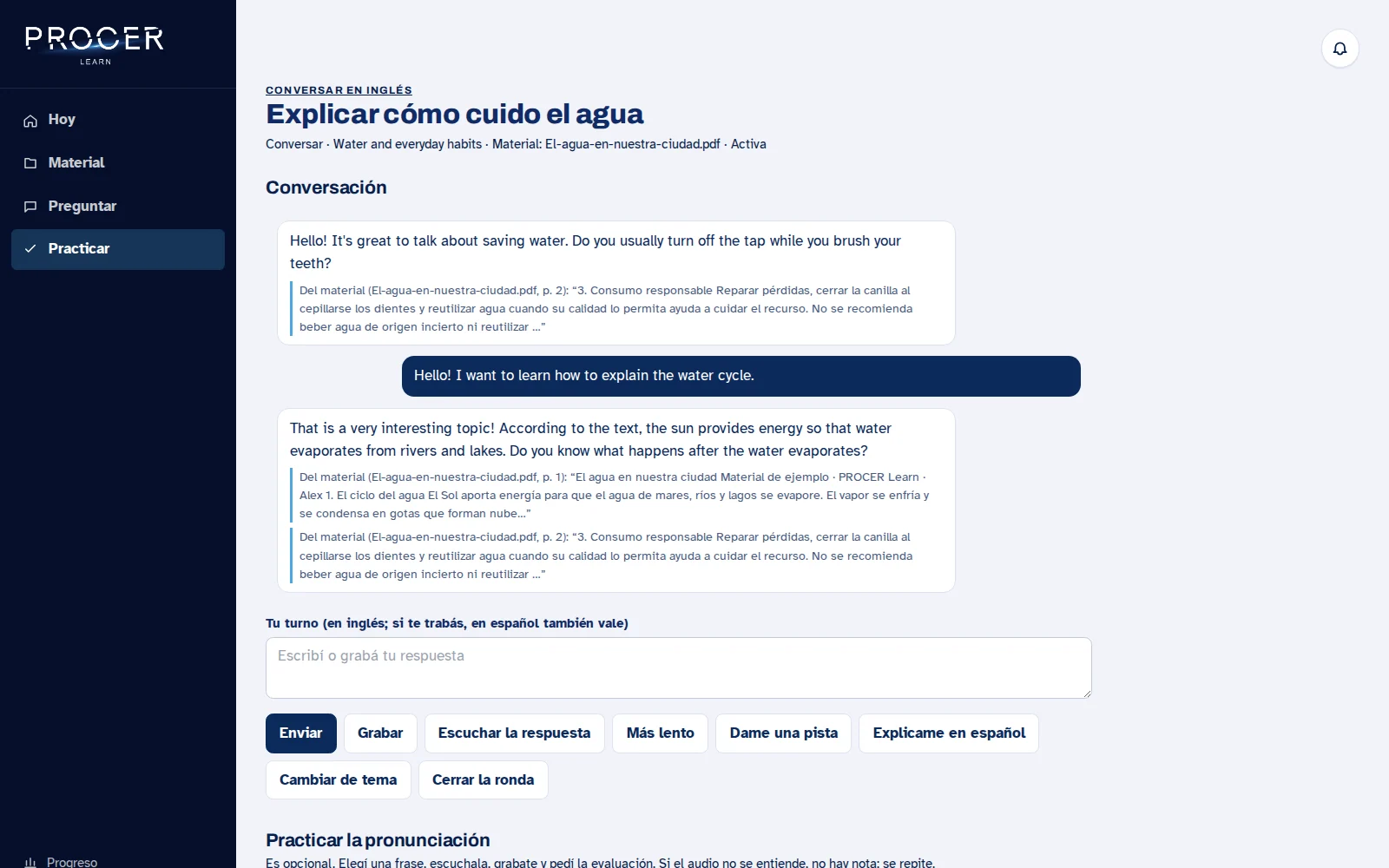 Captura de Learn: Usá tu propio material