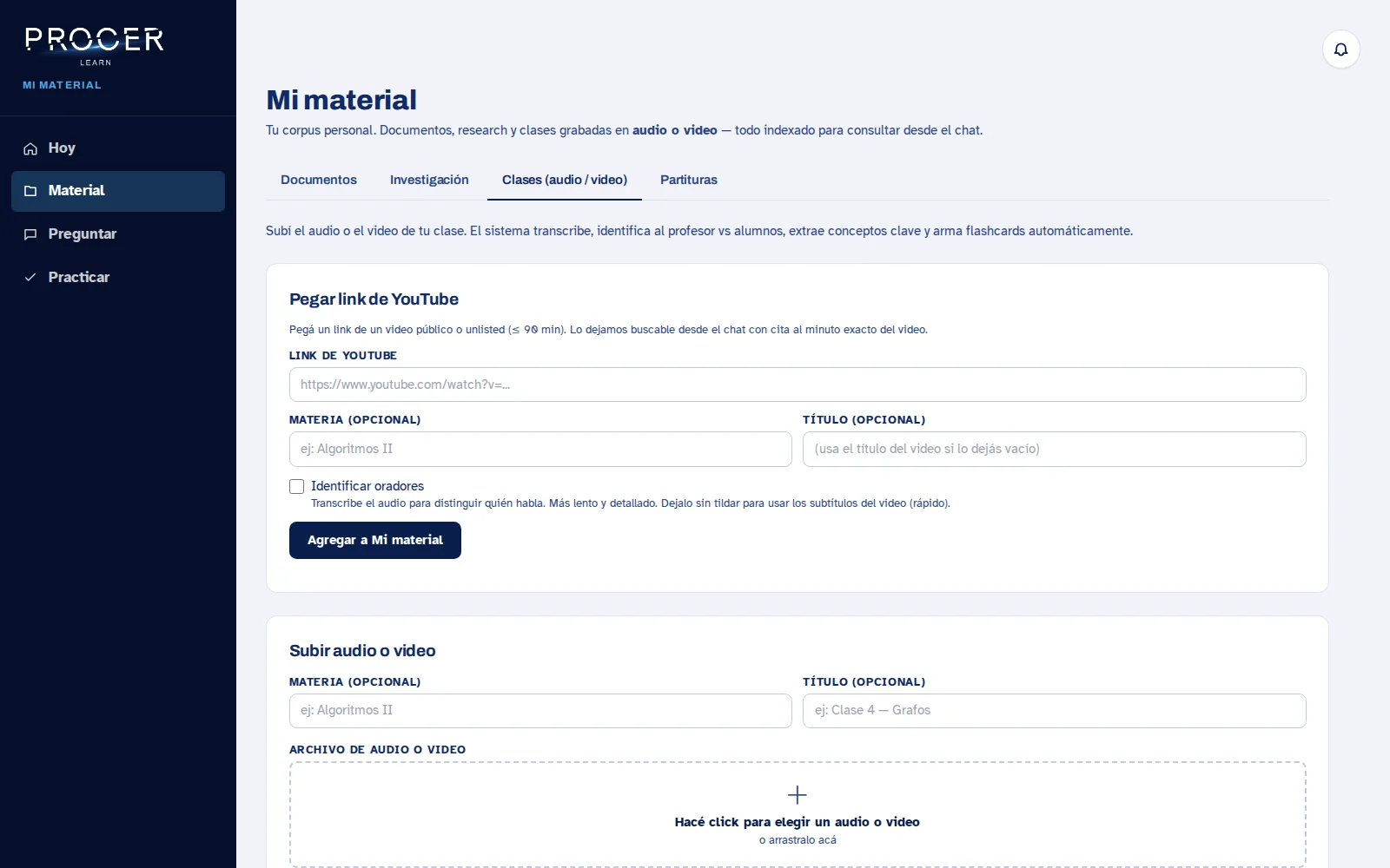 Captura de Learn: O grabá en el navegador