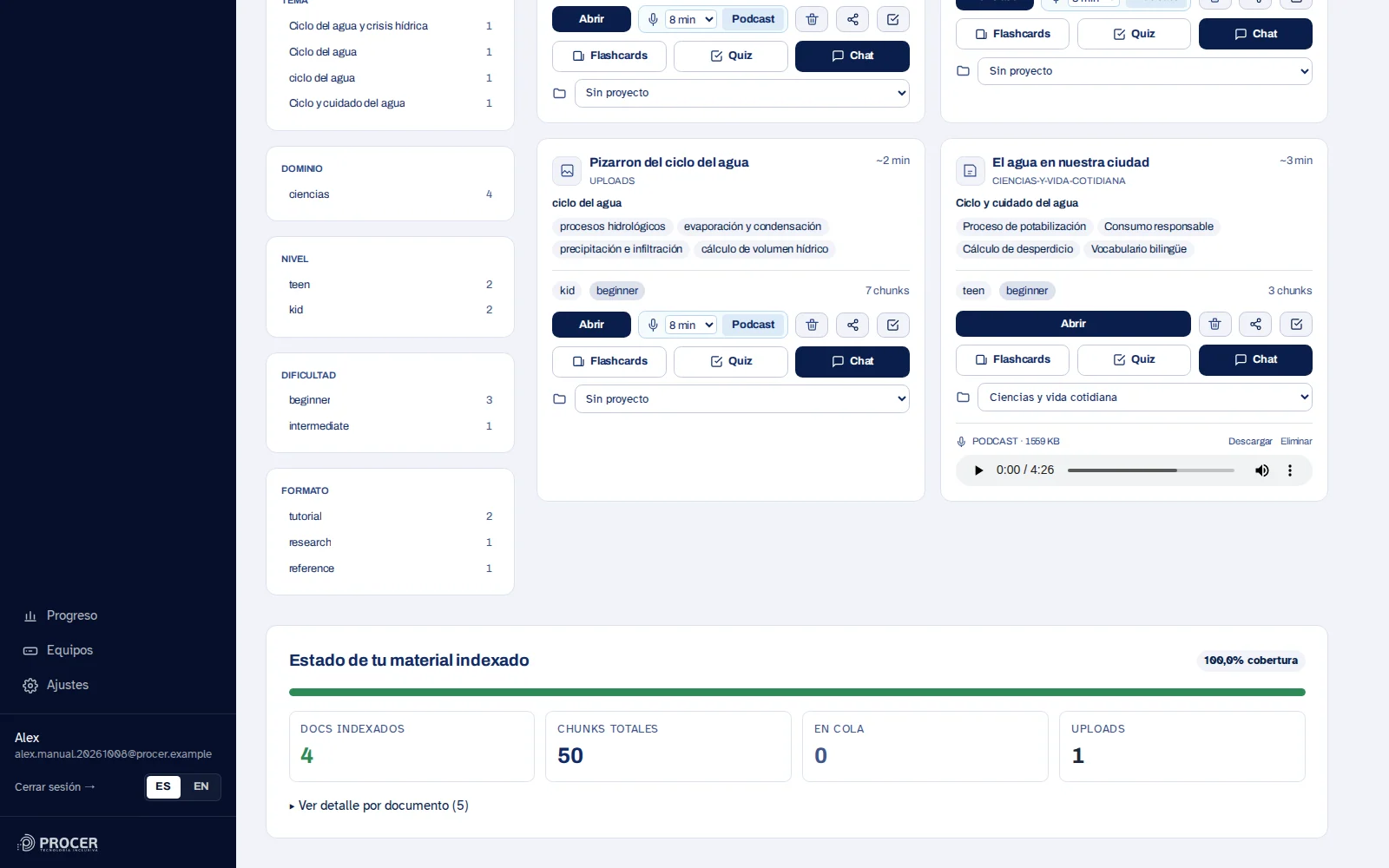 Captura de Learn: Reproducí y retomá