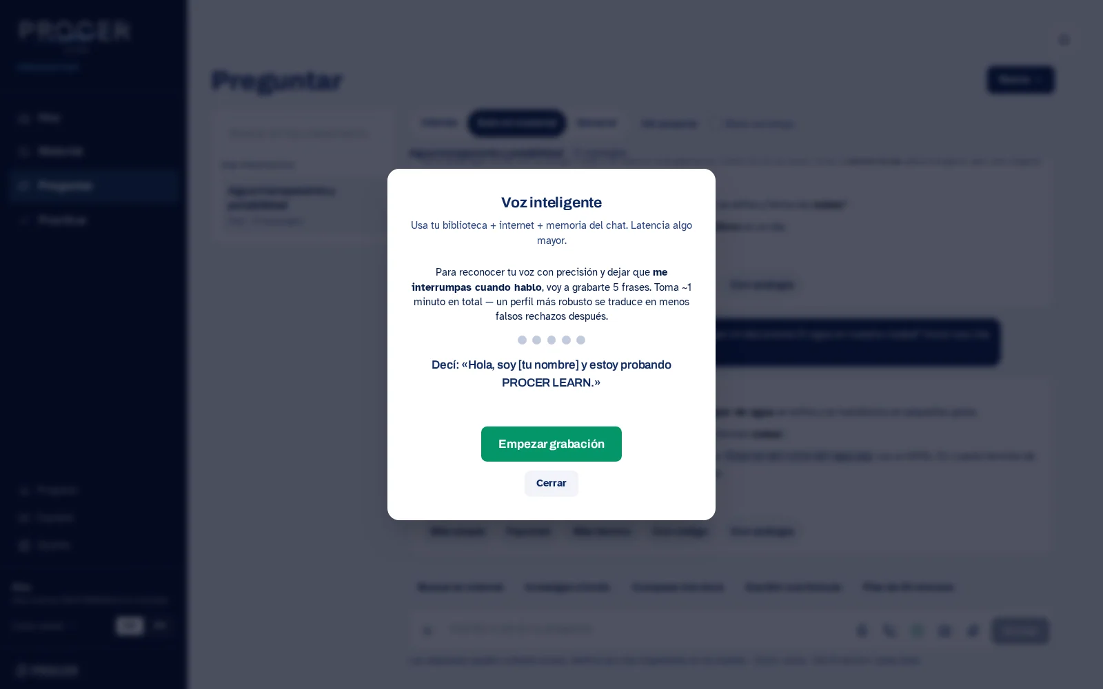 Captura de Learn: Registrá tu voz si lo solicita